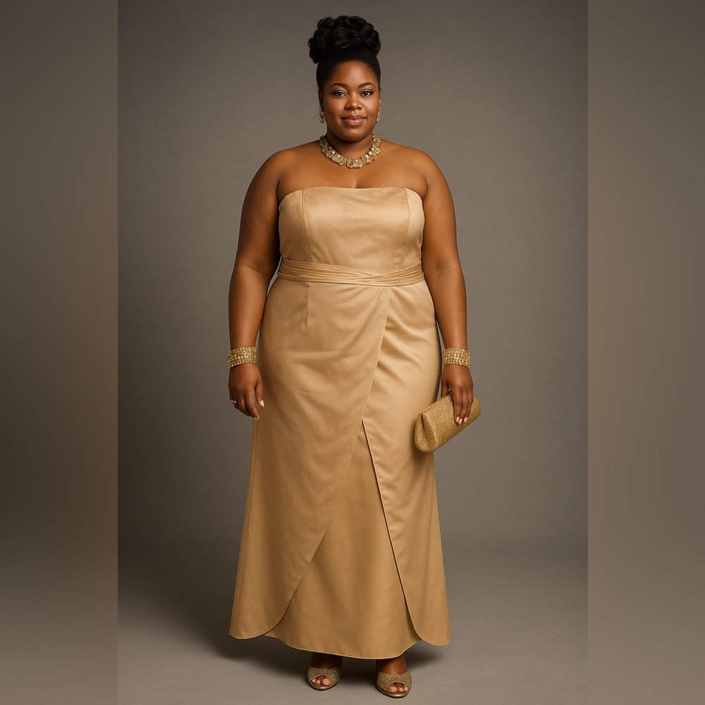 David’s Bridal sz 20 long gold formal dress